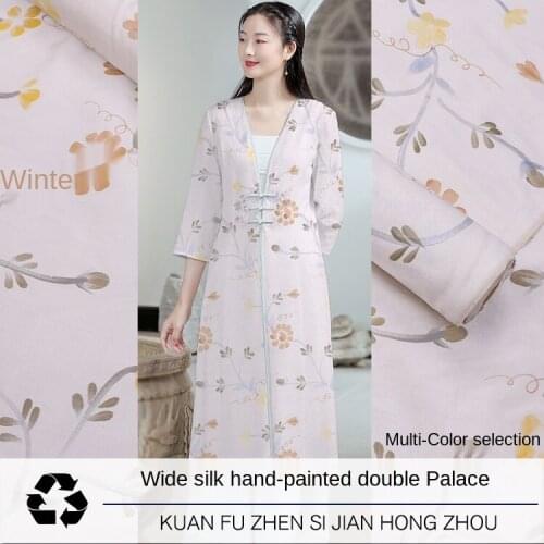 Custom 140 wide hand-painted silk crisp mulberry silk garments dresses high-end custom silk designer shirt sewing fabric