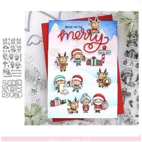 Christmas fawn set Stamp and Metal Cutting Dies DIY Scrapbooking for Photo Album Decorative Silicone Clear Stamps 2019 winter