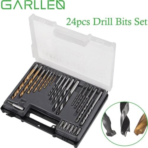 Garllen 24 Pcs Drill Screwdriver Bits Set Include Twist Drills Woodworking and Construction Drills Batch Header Multi Purpose