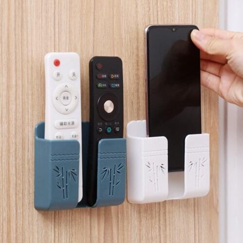 Wall Mounted Organizer Storage Box Remote Control Mounted Mobile Phone Plug Wall Holder Charging Multifunction Holder Stand