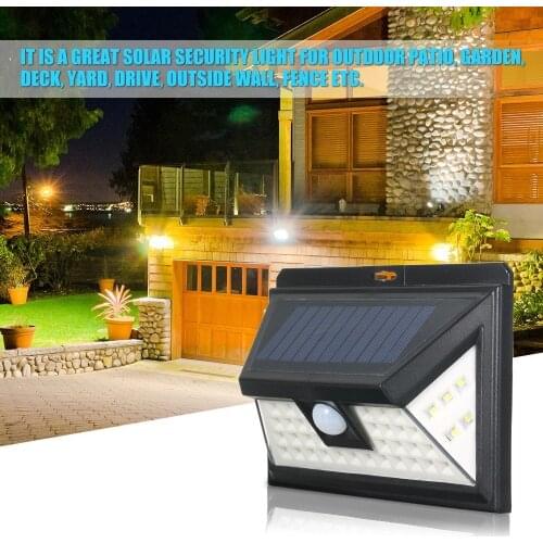 44LEDs Solar Power PIR Motion Sensor Wall Light Drop shipping