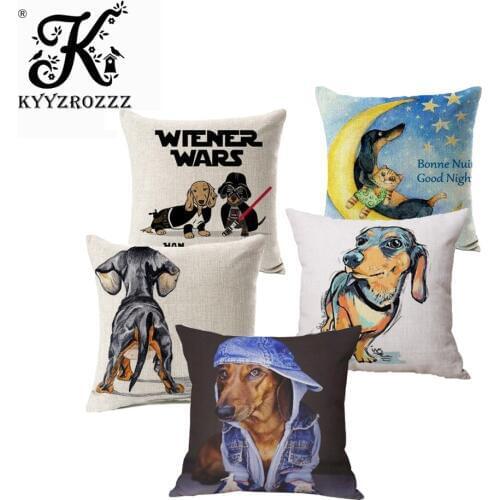 Dachshund Dog Cushion Covers Keep Calm and Hug A Dachshund Pillow Covers 45X45cm Bedroom Sofa Decoration