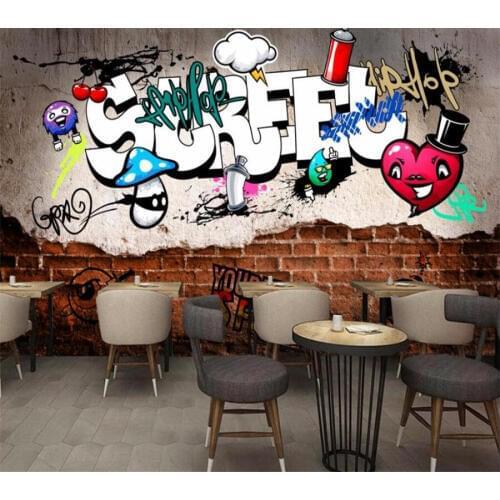 Wellyu Custom wallpaper 3d murals обои European retro street graffiti brick wall broken wallpaper ktv sofa background wall paper