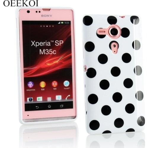 OEEKOI Polka Dots Soft TPU Phone Cover Case For Sony Xperia SP M35h Back Skin Cover Phone Case Free