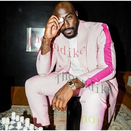 Thorndike Men Blazer Fashion Double Breasted Male Suit Jacket Casual Business Tuexdo Costume Homme Coats T1363