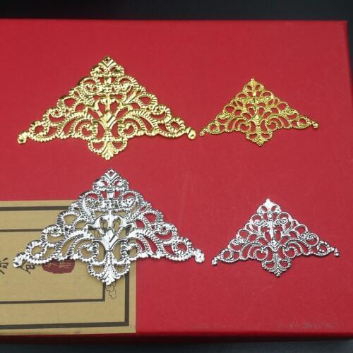 20pcs 75mm Wholesale FiligreeTriangle crafts Hollow Embellishments Findings,Jewelry Accessories Bronze Tone ornaments