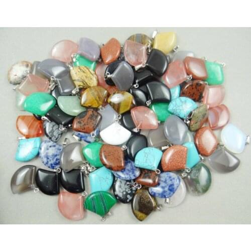 Natural stone Quartz Turquoises crystal tiger eye charm pendant for diy jewelry making necklace Accessories50pcs