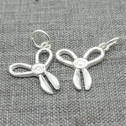 6 Pieces of 925 Sterling Silver Scissor Charms Hairdresser for Bracelet Necklace