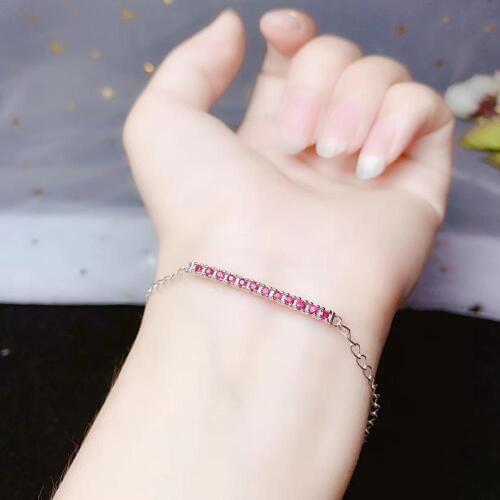 Chic red ruby gemstone bracelet for beauty silver jewelry natural ruby many particles 925 sterling silver girl birthday gift