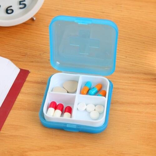 1Pcs Plastic 7 Days Foldable Mini Pill Box Drug Tablet Storage Dispenser Travel Case Holder Container 4 Slots Medical Pill Box