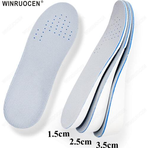 1.5-3.5cm Height Increase Insole breathable sport sole pad Heel Insert Taller Support Absorbant Foot Pad for men or women