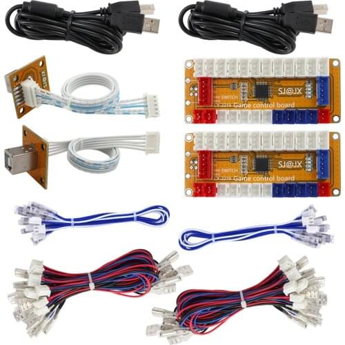 SJ@JX Arcade Game USB Encoder 2 Player Gamepad LED Button Joystick Controller for Nintendo Switch PC PS3 Raspberry Pi 2219P2