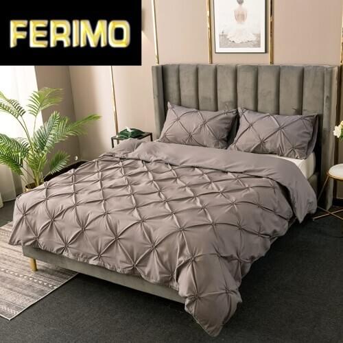 Pinch Pleat Bedding Set Cotton Luxury Super Soft Duvet And Pillowcases Comforter Bedding Sets Queen King Size Bed Cover Set