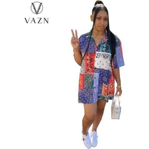 VAZN New 2021 Summer Street Beach Short Sleeve Party Mini Dress Sexy Regular Dress Women Elegant Fashion Dress Slim Dress