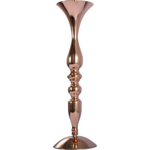 10pcs/lot 48CM Gold Metal Candle Holders Stand Flowers Vase Candlestick T Road Lead Candelabra Wedding Hot Selling