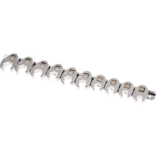 10-pc. Flare Nut Wrench Set, 3/8" Drive 10mm-19mm Sizes General Fit Nut Silver