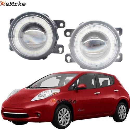 2 Pieces Car LED Lens Fog Lights Assembly Angel Eye DRL Daytime Runinng Light Lamp for Nissan Leaf ZE0 Electric 2010-2017