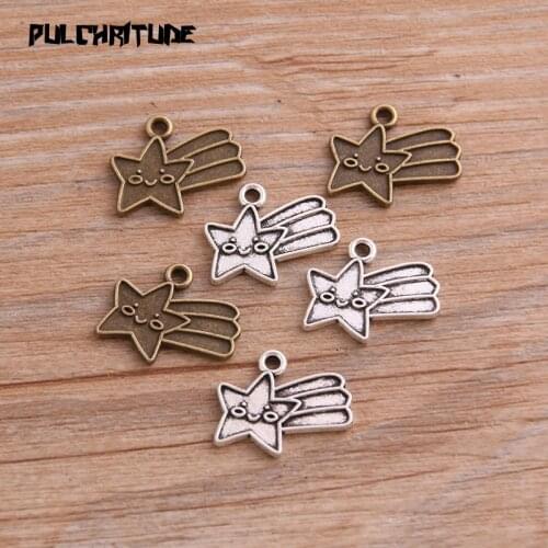20pcs 14*17mm Two Color Metal Zinc Alloy Smiley Star Charms Fit Jewelry Medical Plant Pendant Charms Makings