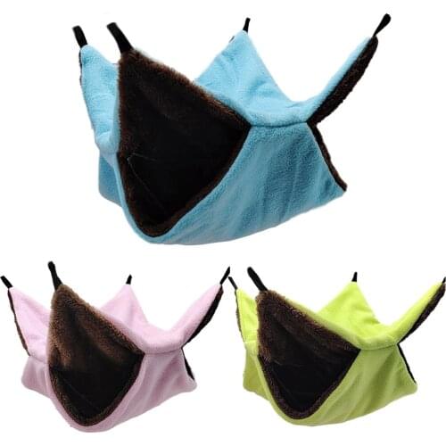 2021 Pet Hammock Double Layer Soft Winter Warm Chinchilla Squirrel Hanging Nest Hamster Sleeping Bed Small Pets Supplies O23 20
