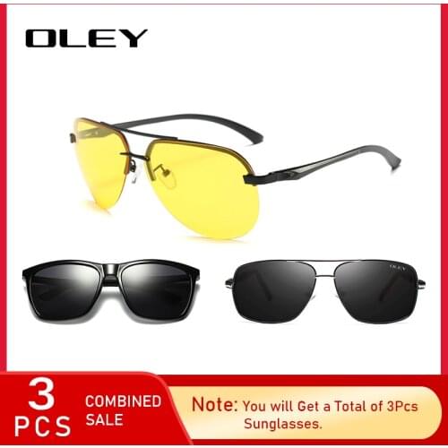 3PCS Combined Sale OLEY Brand Design Sunglasses Men Polarized Mirror Lens 100% UV Protection Oculos De Sol