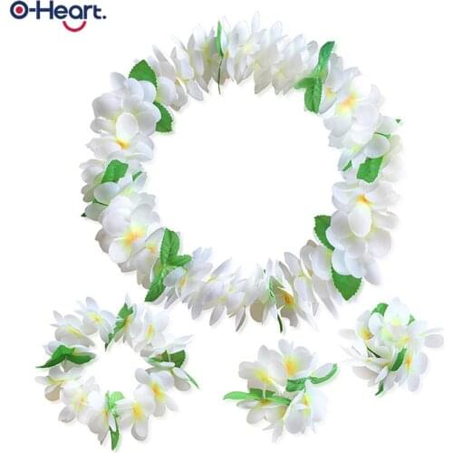 4pcs/set Thicken Hawaiian Garland Artificial Flower Necklace Beach Party Birthday Favors Christmas Halloween Navidad Decoration