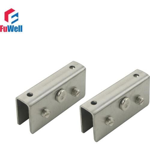 4pcs Stainless Steel 8-10mm Bathroom Shower Glass Door Clamp Clip Door Hinge