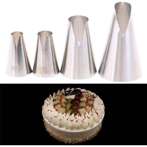 4 Pcs Santa Ana Decorated Mouth Dumpling Mouth Russian Pastry Icing Piping Nozzles Stainless Steel Decorating Tip Cake Cupcake