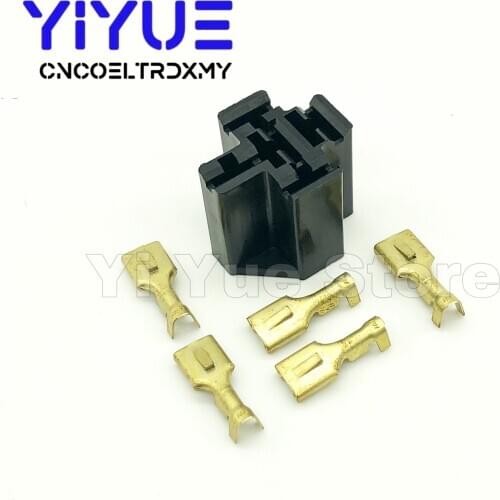 5sets Automotive Relay Socket with 6.3mm Terminal for Universal 40A Car Relay 5 Pin