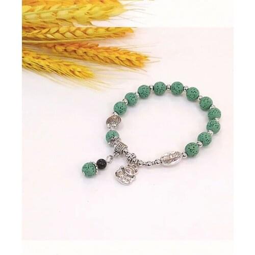 8mm Colorful Gemstone Bracelet Lovers Relationship Boutique Unique Gift Pull Lucky Beads Lucky Fish Wealth Confidante INS Peach