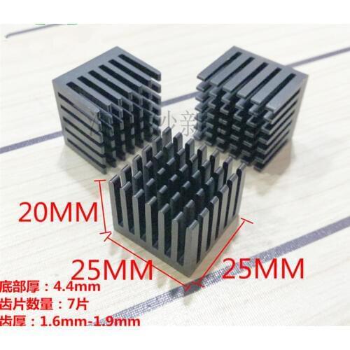 Fast Free Ship 20PCS Aluminum heat sink 25*25*20mm Electronic Radiator Chip radiator heat conduction block black Heatsink