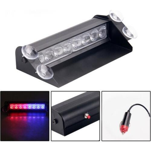 Car Truck Emergency Flasher Dash Strobe Warning Light Day Running Flash Led Police Lights 8 LEDs 3 Flashing Modes 12V Wh