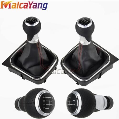 Car Shift Level Adapter Gear Stick Knob 5 6 Speed Leather Boot For V-W Golf 5 MK5 R32 GTD G-TI 2004 2005 2006 2007 2008 2009