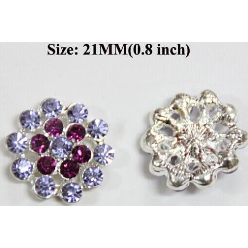 Free Shipping Wholesale 20pcs/lot 21mm Colored Rhinestone Flatback Button For Hair Flower Wedding Invitation LSFY022