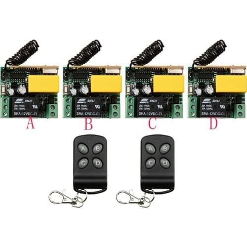 AC220V 1CH Wireless Remote Control System teleswitch 2 transmitter and 4 receiver universal gate remote control /radio receiver