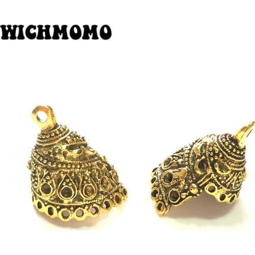 New 5pcs 23*20MM Retro Zinc Alloy Round Gold Beads Tassel Caps Charms Pendants for DIY Earrings Necklace Jewelry Accessories