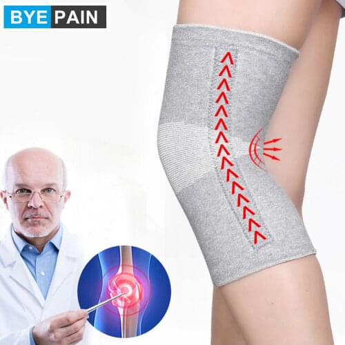 BYEPAIN 1Pair Warm Elastic Breathable Knee Support Brace Bamboo Fiber Health Care Knee Brace Spring Stay Knee Pads