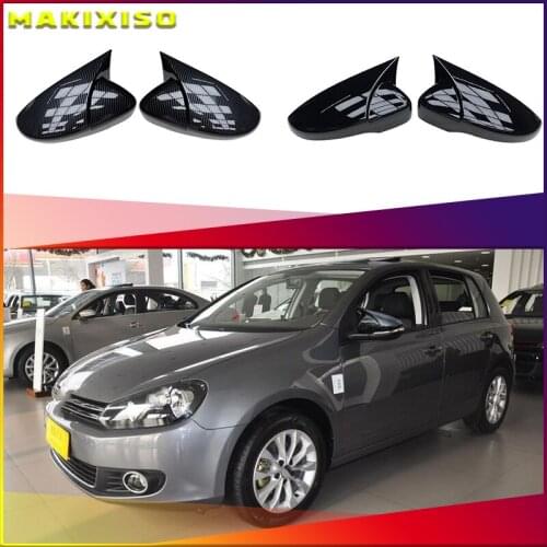 For Volkswagen GOLF 6 VI MK6 GTI R Line R20 Touran Carbon Fiber Pattern Mirror Case Black Side Wing Rearview Mirror Cover