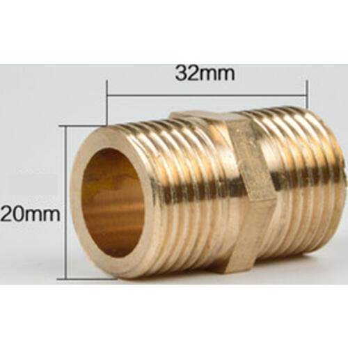 DN15 1/2" BSP Male Hex Nipple Pipe Fitting Brass Length 32mm