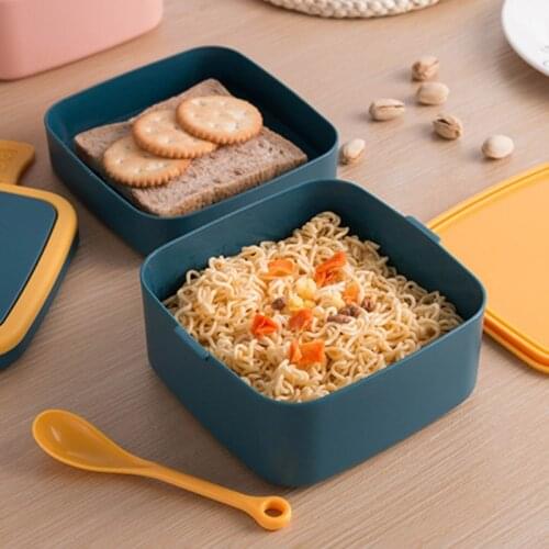 Double-Layer Portable Round/Square Insulated Bento Box with Lid Heat Preservation Food Container Insulation Dinnerware