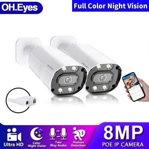 OH.eyes 4K POE Security Camera Outdoor Waterproof POE CCTV Video Surveillance Camera HD MP Color Night Vision Bullet IP Cam