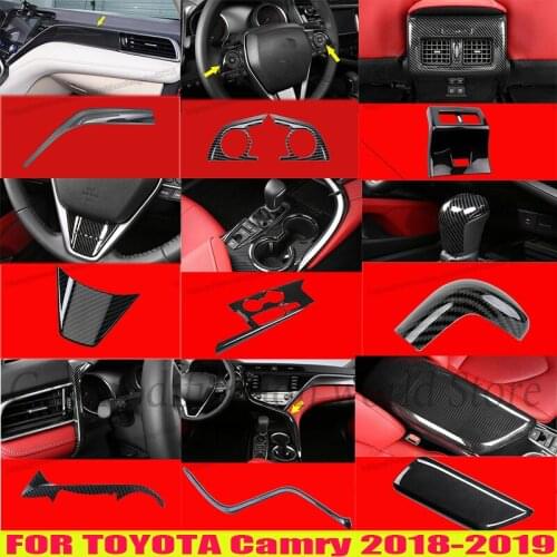 Carbon fiber style Car Interior Air outlet decoration kit Cover Trim For Toyota Camry 2018-2019 Modification