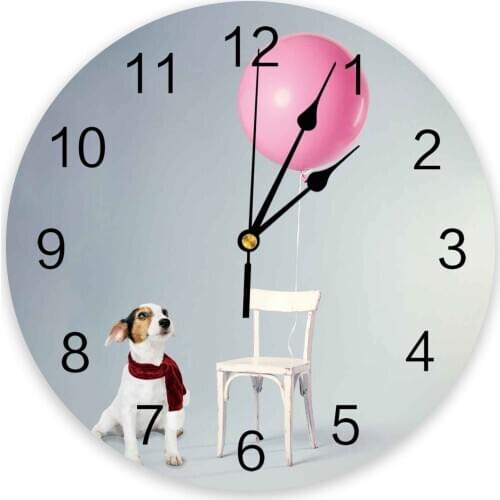 Animal Puppy Scarf Chair Balloon Wall Clock Home Decor Bedroom Silent Oclock Watch Wall Digital Clock Wall Clock Modern Design
