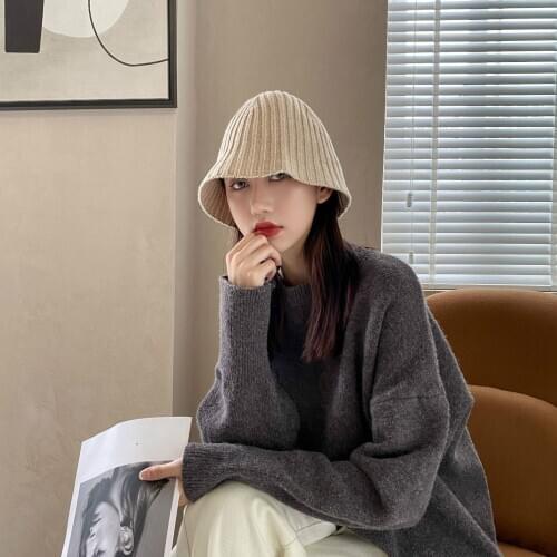 New Winter Knitted Panama Hat Vacation Women Fashion Warm Breathable Bucket Hats Female Outdoor Basin Hat Sunscreen Sun Caps