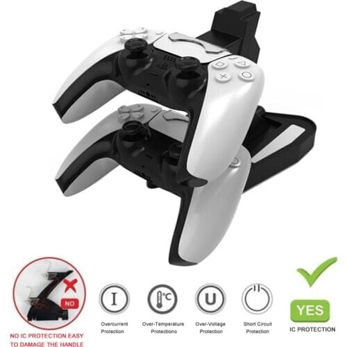 NEW LED Dual USB Charging Charger Dock Stand Cradle Docking Station for Sony Playstation 5 PS5 Game Gaming Console Controller