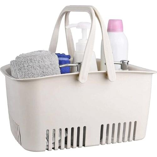 Plastic Shower Storage Basket with Handle for Bathroom Storing Body Wash Shampoo Conditioner Lotion Cosmetics