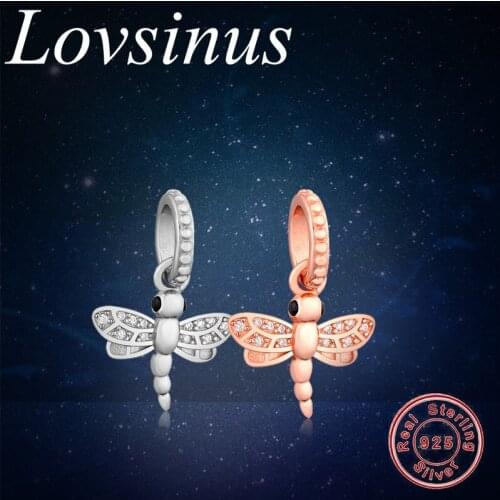 Fit Original European Charms Bracelet 925 Sterling Silver Sparkling Dragonfly Pendant Jewelry Making Berloque Sterling Silver