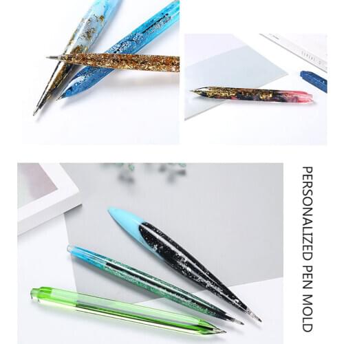Transparent Handmade Ballpoint Pen Silicone Mold UV Resin Epoxy Pen Holder Resin Casting Mold Penholder DIY Jewelry Making