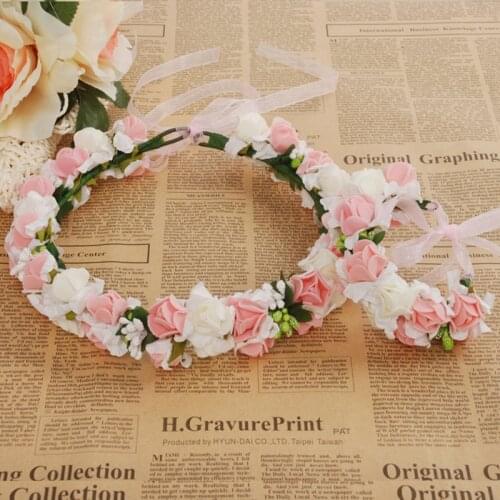 Hot Adjustable Garland Girls Wedding Flower Crown Wreath Bohemian Vine Yarn Sweet Hair Bands Accessories for Bride Bridesmaid
