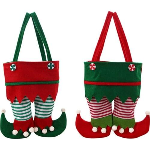 Christmas Elf Candy Bags Santa Elf Spirit Pants Treat Pocket Decor Kids Gift Candy Bottle Holiday Party Gifts Bags