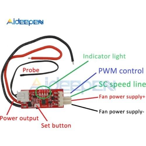 DC 12V PWM Fan ON/OFF Switch Temperature Detector Probe Controller 4-Wire Temperature Fan Speed Controller Governor for PC Fan